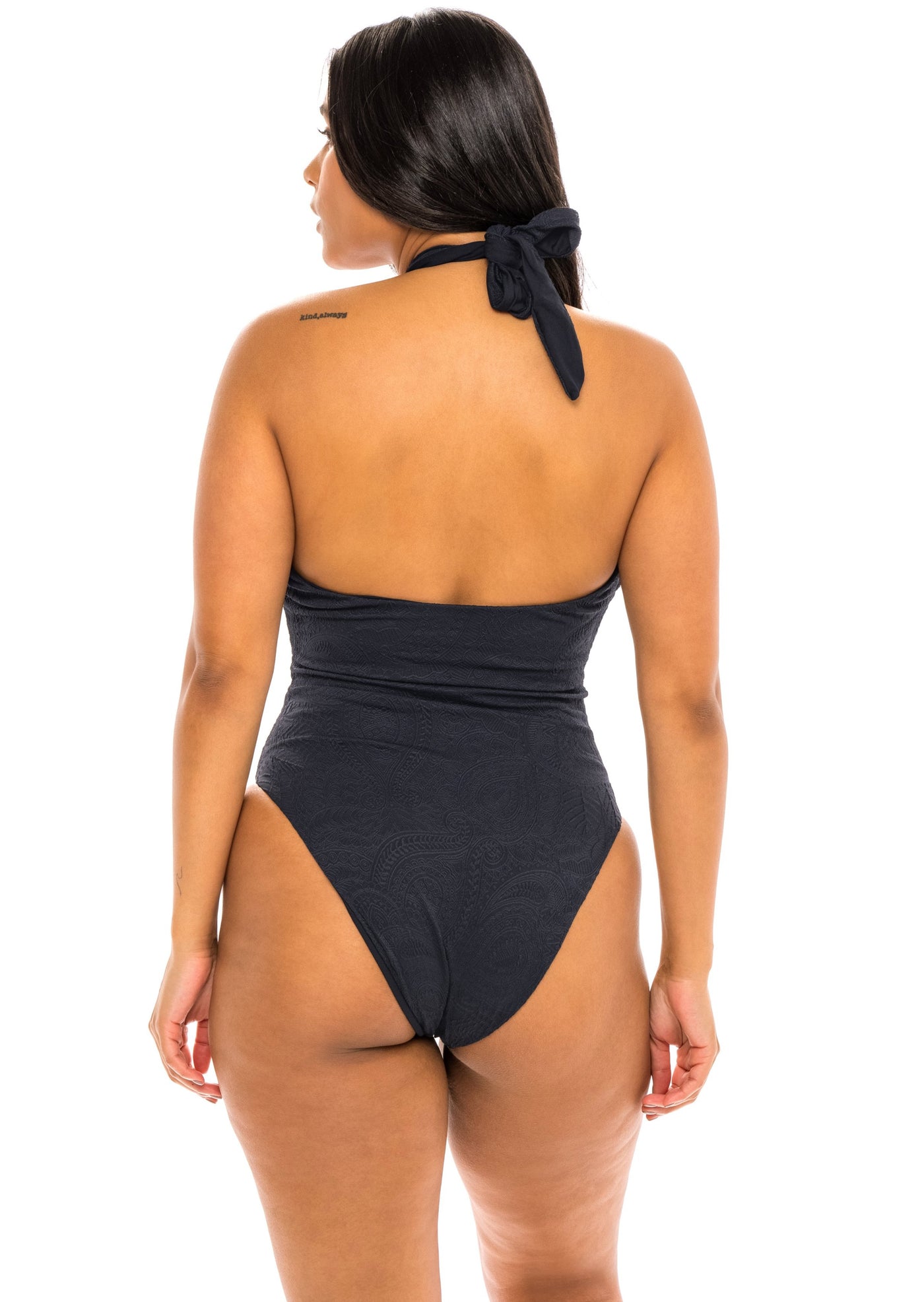 Santorini Halter Wrap One Piece Swimsuit - Noir Black Paisley