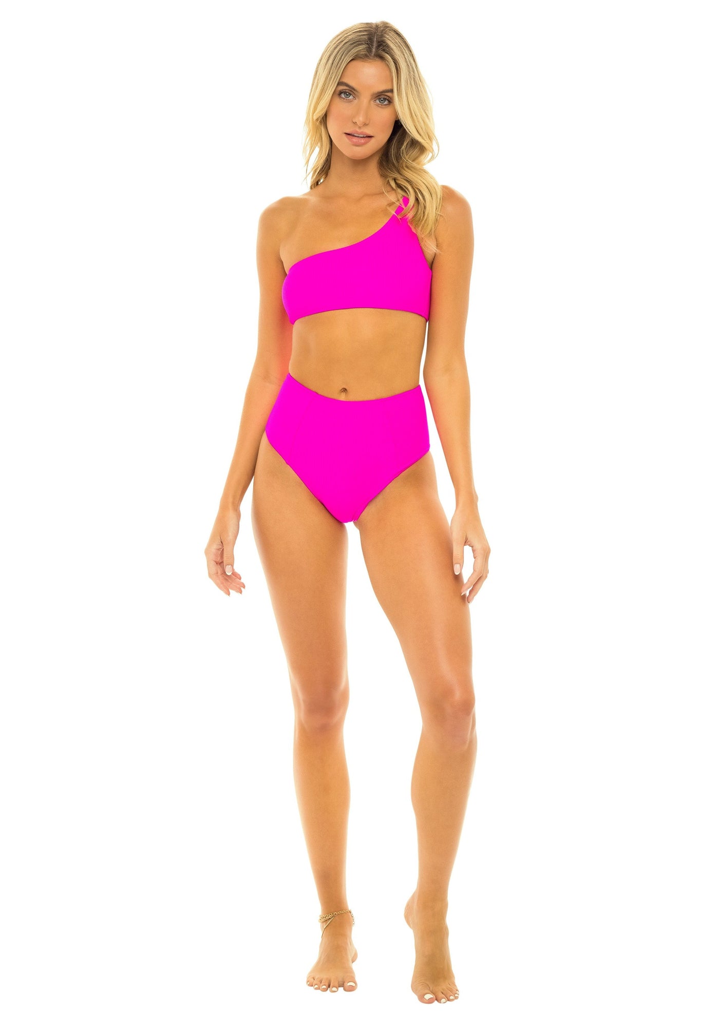 Dallas One Shoulder Bikini Top - Passion Pink