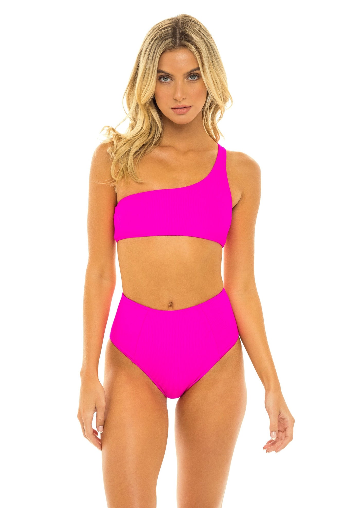 Dallas One Shoulder Bikini Top - Passion Pink