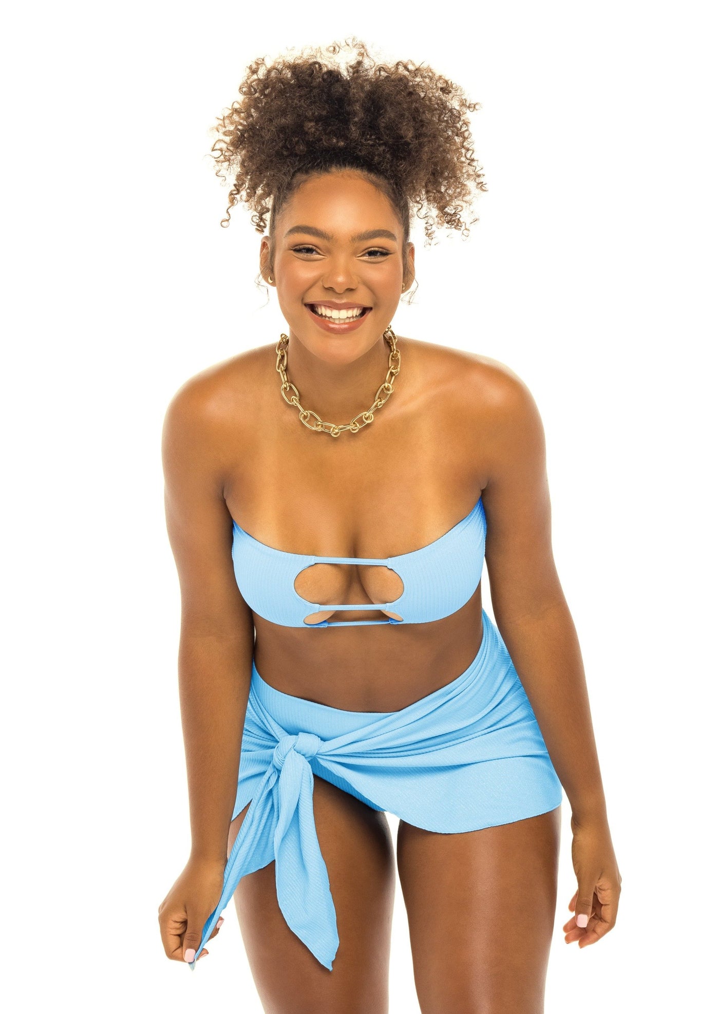 Tahiti Mini Sarong Wrap Skirt - Marine Blue