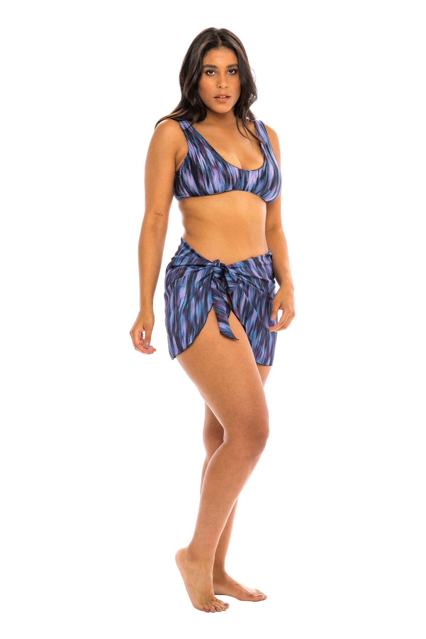 Tahiti Mini Sarong Wrap Skirt - Twilight Print
