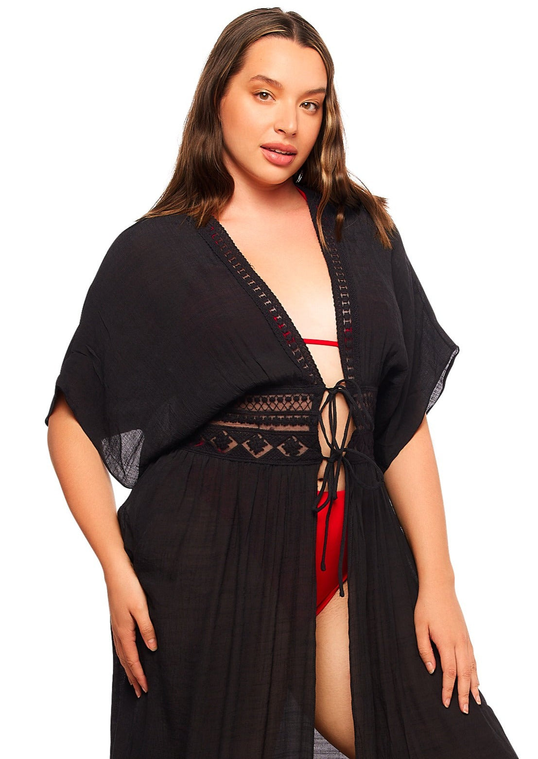 Open Front Cover Up Dress - Black
